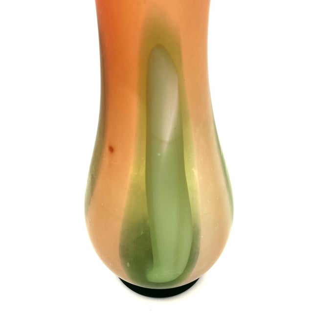 Large Vintage Orange-Green Murano Glass Vase, 1970s For Sale - Image 12 of 13
