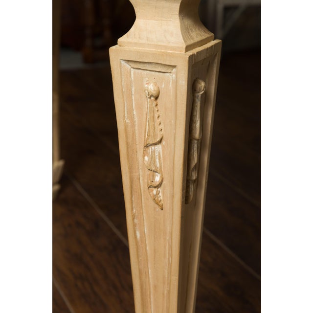 Mid 20th Century Italian Vintage Neoclassical Style Pine Dining Table with Marble Top and Swags For Sale - Image 4 of 12