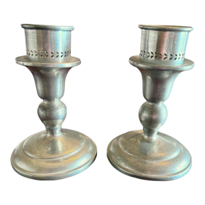 Vintage Revere Pewter Candlesticks Pair-Colonial Farmhouse Decor-Usa-Primitive