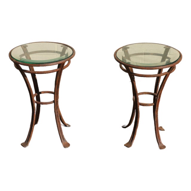 Pair of Twig Wrought Iron Outdoor/Indoor Side Tables by Rose Tarlow Melrose House For Sale