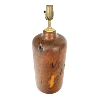 Turned Vase Shape Solid Rosewood Table Lamp Mid-Century Modern For Sale