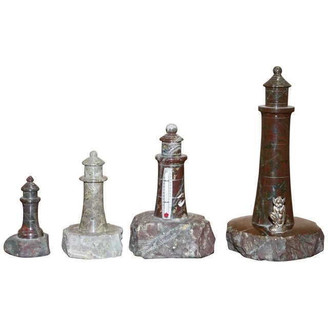 Antique Small Solid Marble Statues of Lighthouses, Set of 4 For Sale - Image 17 of 17