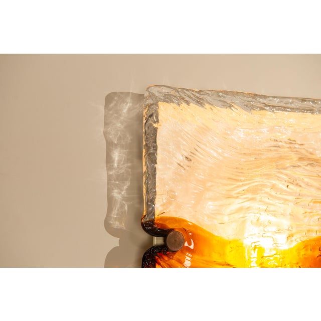 Cristal & Amber Quilt Wall Lamps by Toni Zuccheri for Venini, Italy, 1970s, Set of 3 For Sale - Image 11 of 14