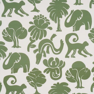 Schumacher Call Of The Jungle Fabric In Forest Green For Sale
