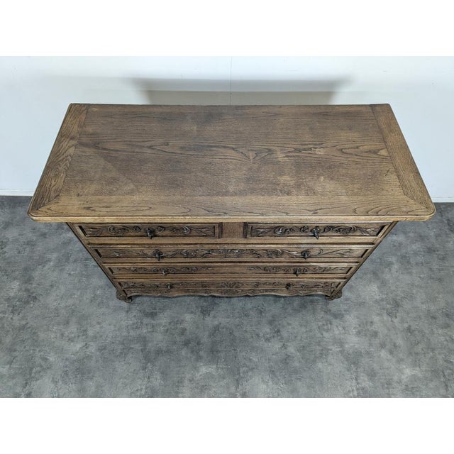 Rustic Norman Style Neo-Rustic Carved Chest of Drawers For Sale - Image 3 of 7