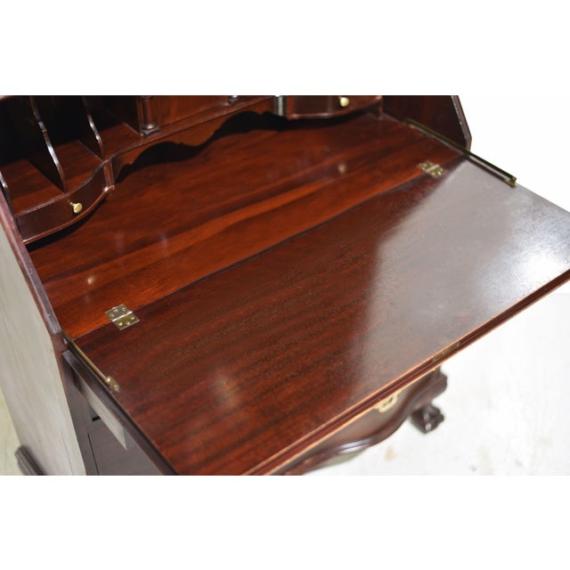 Mid Century Chippendale Style Slant Front Secretary Desk For Sale - Image 13 of 14