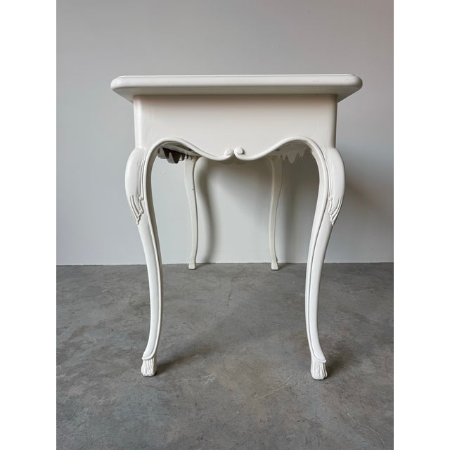 Vintage French Provincial White Painted Foyer Console / Secretary Desk by Auffray & Co. For Sale - Image 9 of 12