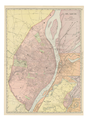 Antique Map of St. Louis with Forest Park from Rand McNally, 1899
