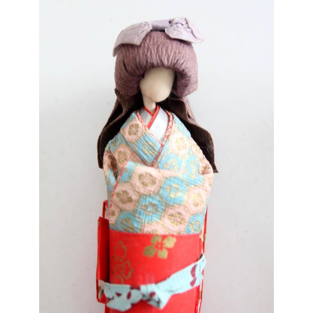 Mid-Century Japanese Folk Art Kimono Dolls Set of 3 For Sale - Image 9 of 16