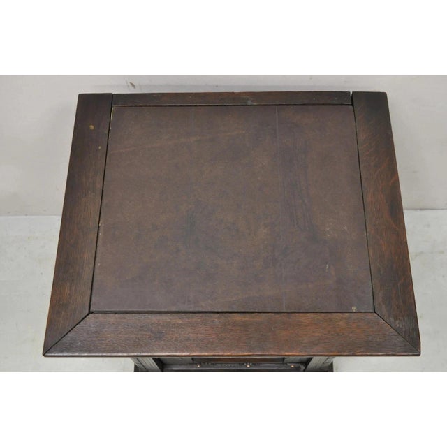 Antique Gothic Renaissance Revival Oak Figural Carved Low Cabinet Side Table For Sale In Philadelphia - Image 6 of 12