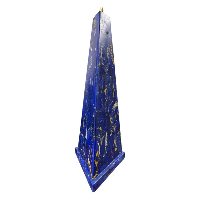 Sculpture Materials Large Lapis Lazuli Scagliola Lamps - a Pair For Sale - Image 7 of 8