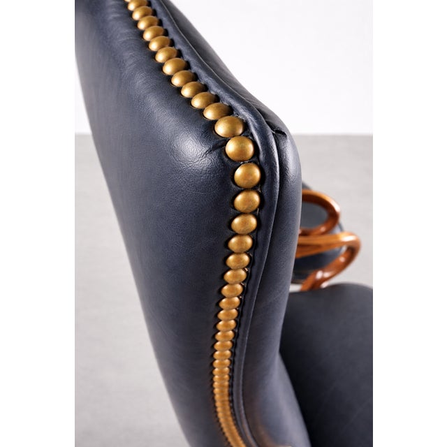 Pair of Vintage Sam Moore Traditional Armchairs in Leather-Like Vinyl With Nailhead Trim For Sale In Salt Lake City - Image 6 of 12