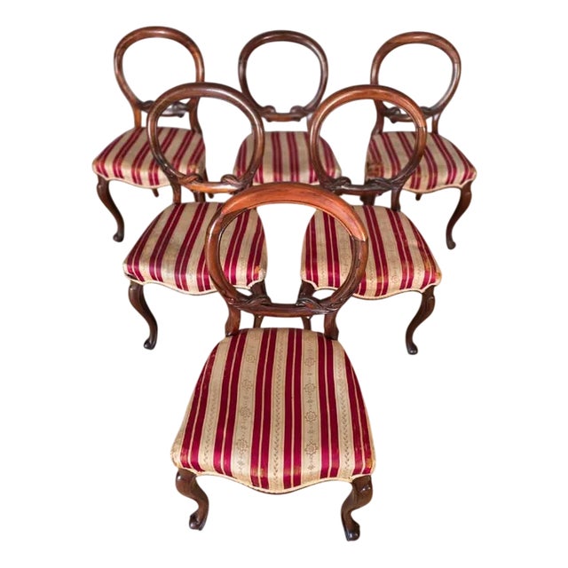 Victorian Balloon Back Chairs in Rosewood, Set of 6 For Sale