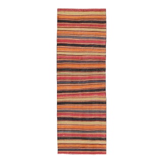 Kilim Runner With Multicolor Horizontal Stripes 3'10 X 11'3 For Sale