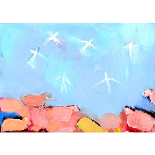 2020s Birds, Sheep and Angels, Modern Impressionist Pastoral Landscape Oil Painting, Signed For Sale - Image 5 of 8