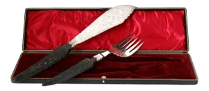 1920s English Stag-Horn Fish Set