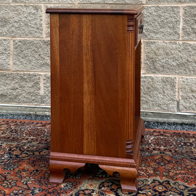 Vintage Kling Furniture Chippendale Solid Mahogany Nightstand With Drawer and Open Cabinet For Sale - Image 12 of 16