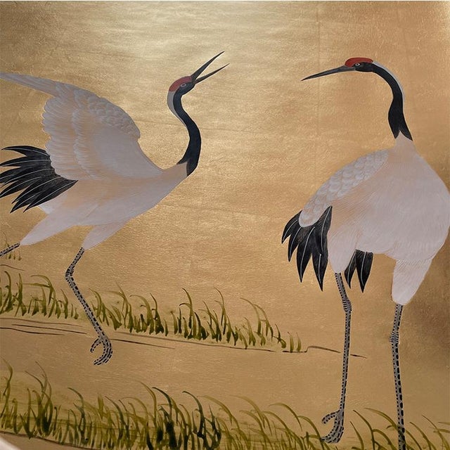 Not Yet Made - Made To Order Gold Leaf Japanese Style Hand-Painted Crane Wall Panels (Set of 4) For Sale - Image 5 of 8