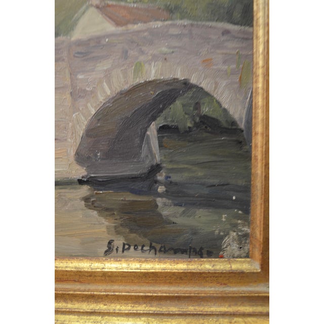 Suzanne Dechamps, Stone Bridge, France, 1920s, Oil on Panel For Sale - Image 10 of 11