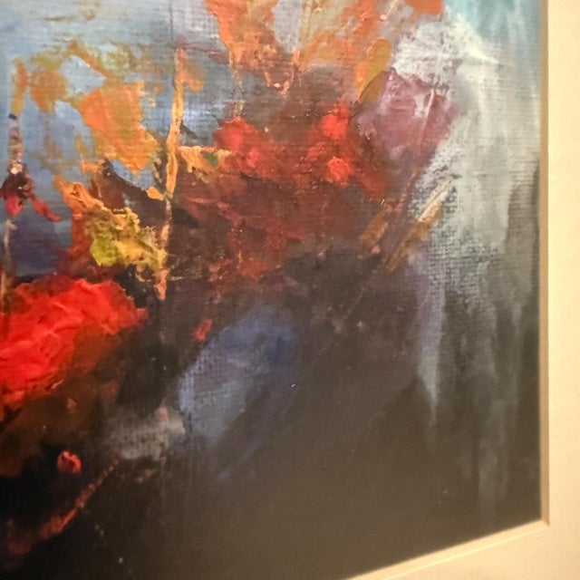 Blue 1970s MCM Guatemalan Artwork Oil Painting Brazilian Rosewood For Sale - Image 8 of 11