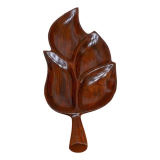 Serving Tray With Shape of Leaf in Rosewood, Unknown, 1960s For Sale