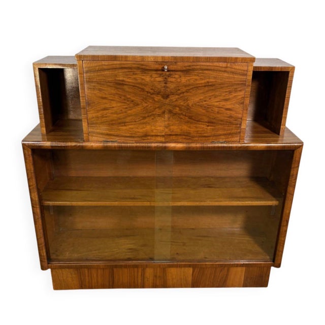 Vintage Art Deco Burr Walnut Display Cabinet, 1930s For Sale - Image 13 of 13