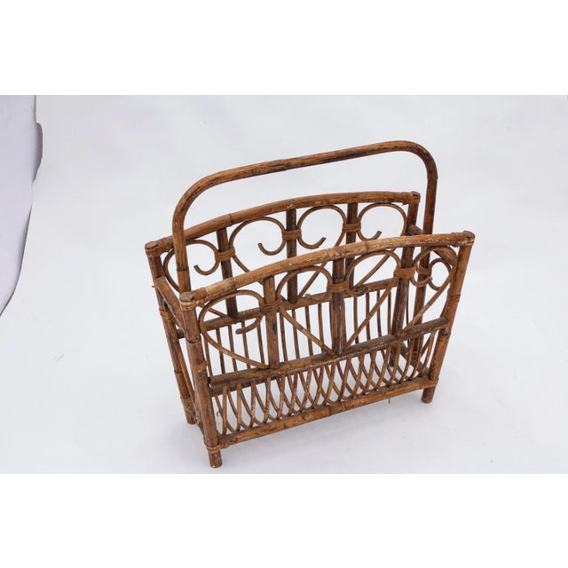Early 1960s Bent Bamboo Magazine Rack For Sale - Image 4 of 6