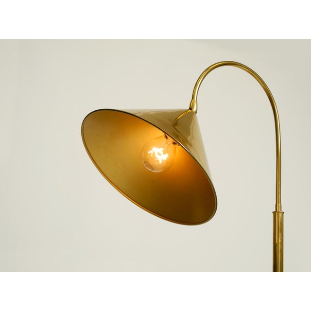 Large Mid-Century Modern Brass Table Lamp with Conical Shade, 1960s For Sale - Image 13 of 18