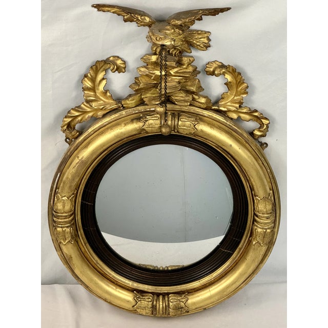 Georgian Giltwood Convex Mirror With an Eagle For Sale - Image 11 of 11