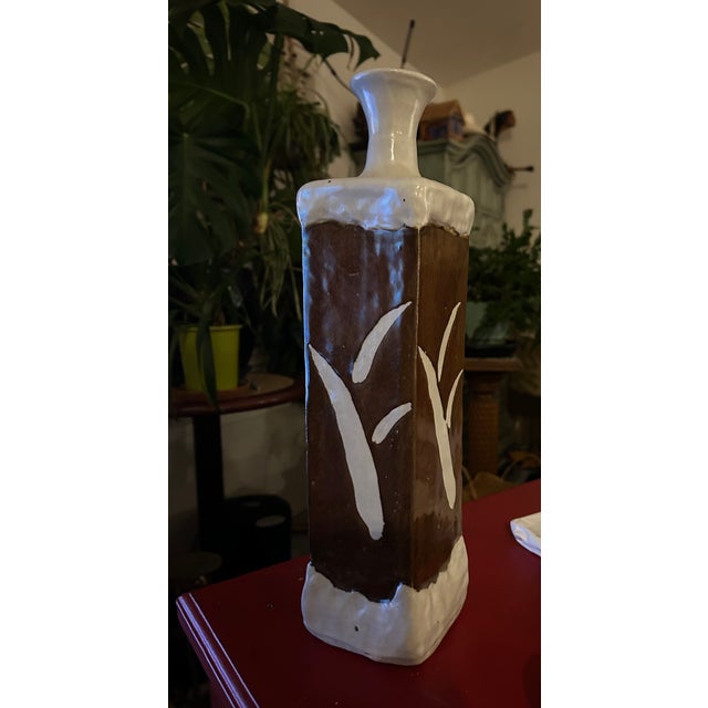 An architectural and exceptionally rare example of Pacific Northwest studio art pottery, this massive, 15-inch tall hand-...