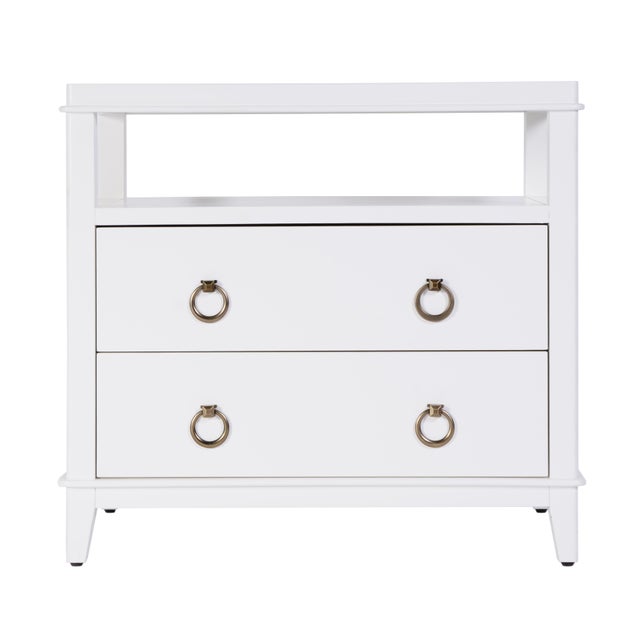Spritely Home Accent Furniture Highbury 28 in. W Rectangular Wood 2 Drawer Nightstand with Open Shelf, Smooth White For Sale - Image 4 of 8