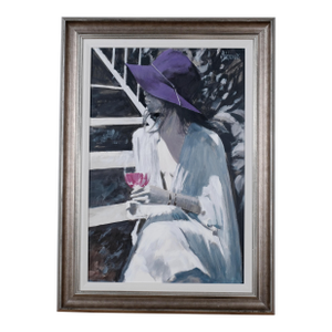 Aldo Luongo "Amethyst Afternoon" Oil on Board in Silver Tinted Frame