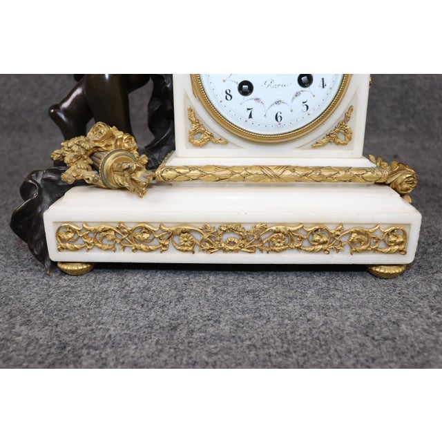 Fine Marble and Bronze Figural Clock Candelabras by Lemerle Charpentier For Sale - Image 12 of 16