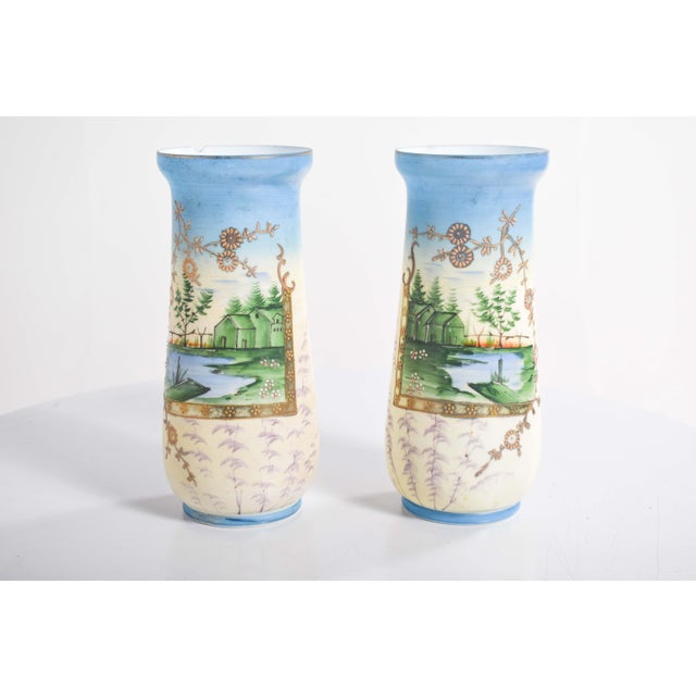 Glass Vases with Wide Mouths, 1910s, Set of 2 For Sale - Image 3 of 9