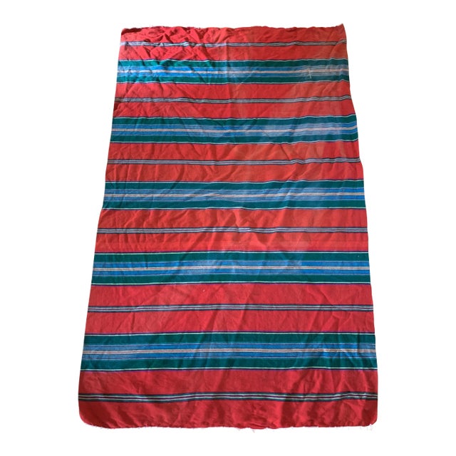 1970s Vintage Mexican Saltillo Wool Serape Blanket For Sale