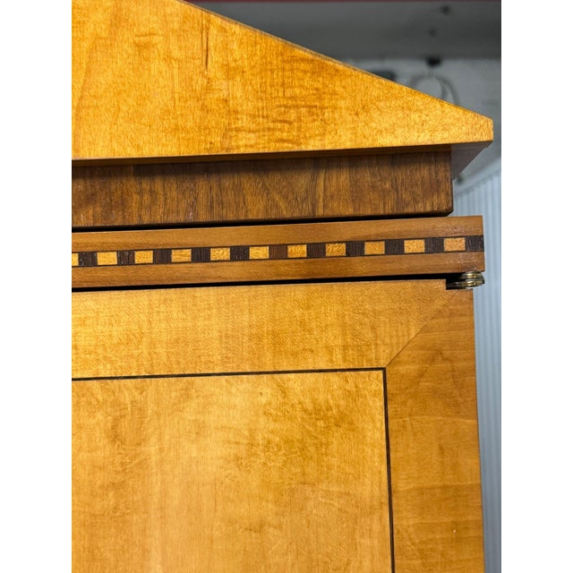 Hickory-White Blonde Wood Armoire Wardrobe With Pediment Crown For Sale In Charlotte - Image 6 of 11