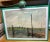 Newly framed large vintage waterfront landscape painting at 35" x 27" in modern Green Glazed Frame. Simple and Modern...