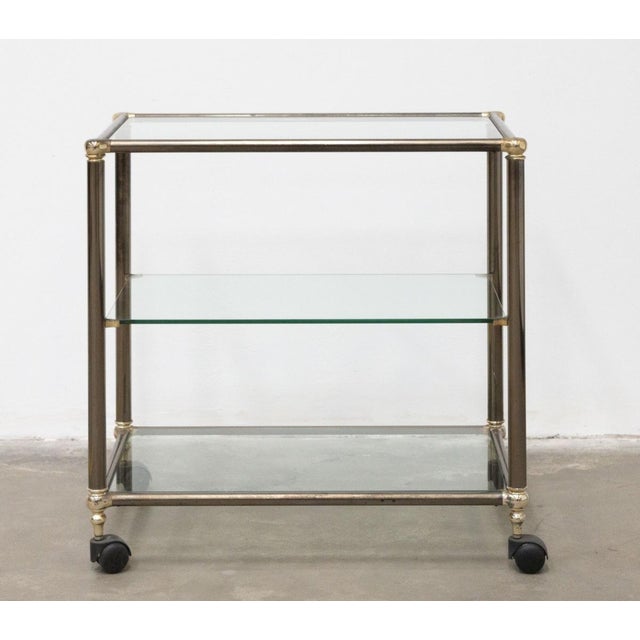 Service Trolley in Bronzed Metal and Glass, 1970s For Sale - Image 4 of 11