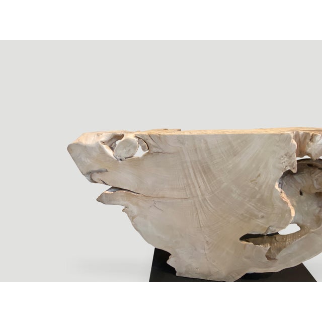 Andrianna Shamaris Massive Bleached Teak Wood Console Table For Sale - Image 14 of 18