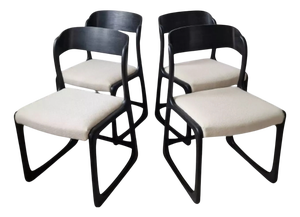 Black and White Sleigh Chairs from Baumann, 1970s, Set of 4