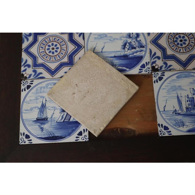 Blue Art Deco Delft Oak Table with 18th-Century Tiles, 1930s For Sale - Image 8 of 13
