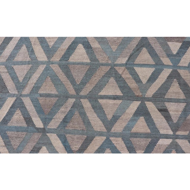 Modern Geometric Design Hand-Woven Kilim Rug by Keivan Woven Arts, 9'2 X 11'7 For Sale In Atlanta - Image 6 of 13