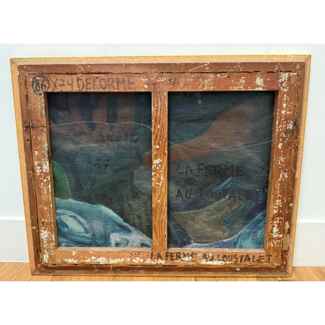 Wood Mid Century French Oil Painting by Louise Delorme For Sale - Image 7 of 12