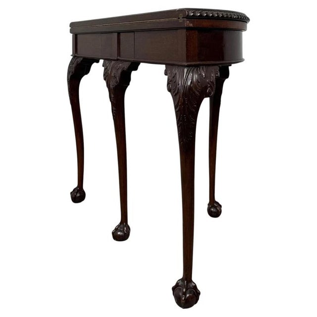 Gold 20th Century Edwardian English Mahogany Demi-Lune Card Table, 1890s For Sale - Image 8 of 13
