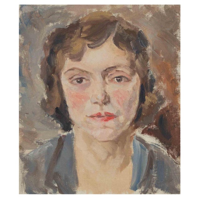 Francesco Settimj, Portrait of Young Woman, Oil Painting, 1930s For Sale