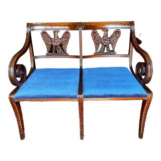 19th Century Carved Mahogany Eagle Hepplewhite Settee For Sale