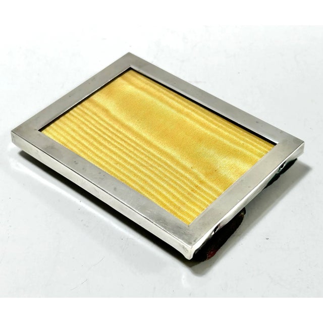 Metal Antique Sterling Silver Picture Frame With Silk Liner - Early 20th Century For Sale - Image 7 of 9