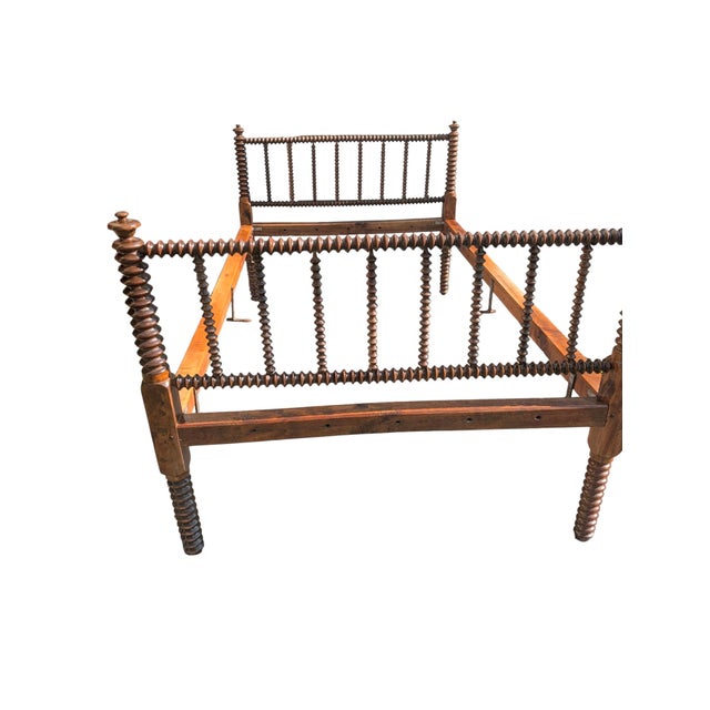 Wood 19th Century Antique Jenny Lind Turned Wood Full Spool Bed For Sale - Image 7 of 18