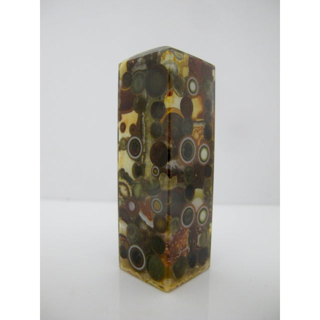 Mid 20th Century Chinese Orbicular Ocean Jasper or Wen Stone Tower Chop Seal Stamp For Sale - Image 5 of 8