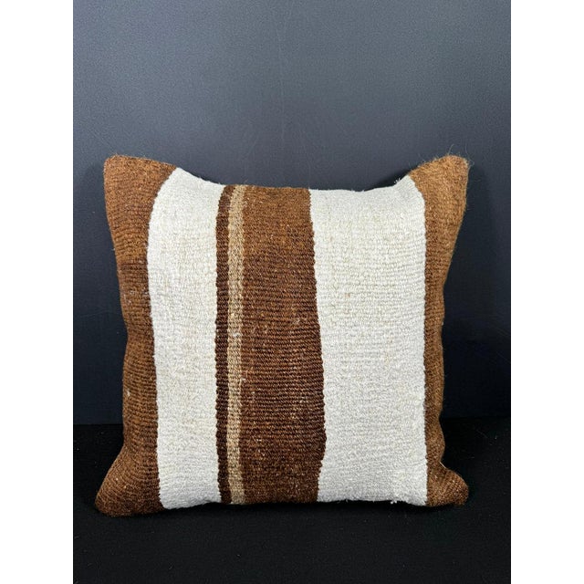 Turkish Hemp Pillow Cushion Natural Beige Brown Cushion Cover 20x20 For Sale - Image 4 of 4